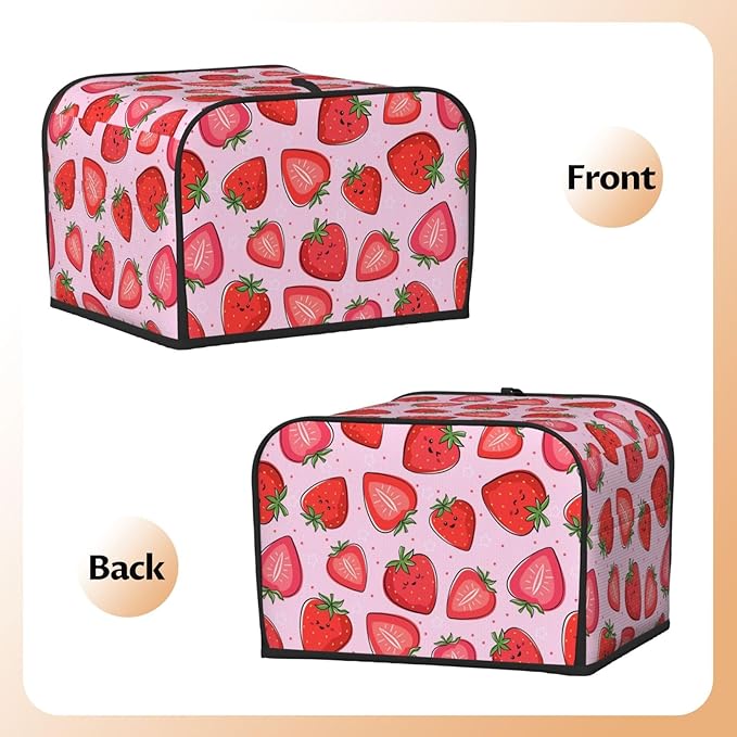 Pink Strawberry Kawaii Fruit 4 Slice Toaster Cover, Waterproof Toaster Dust - Image 4