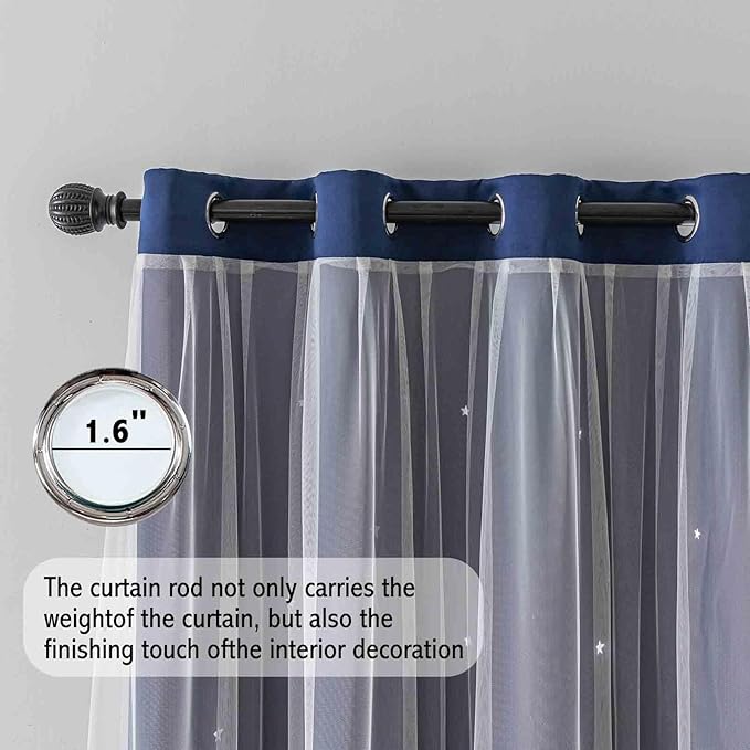 Anytime Romantic Kids Curtain, Hollow-Out Stars Window Curtain Double Layer - Image 3