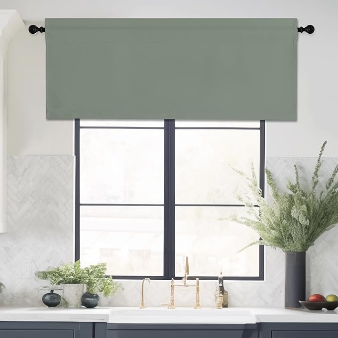 NICETOWN Sage Green Farmhouse Kitchen Christmas Valance by NICETOWN