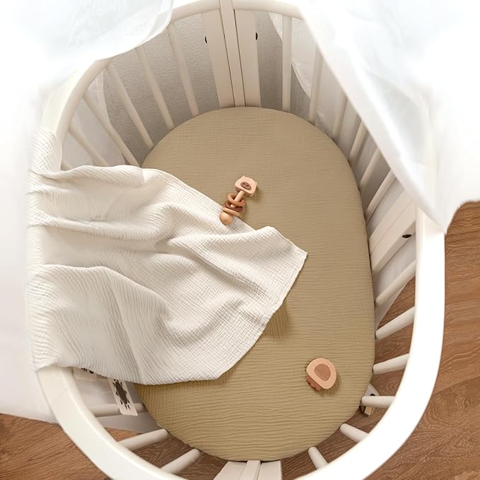 lulumoon Baby Muslin Bassinet Sheets: Cotton Bassinet Sheets Neutral - Image 5