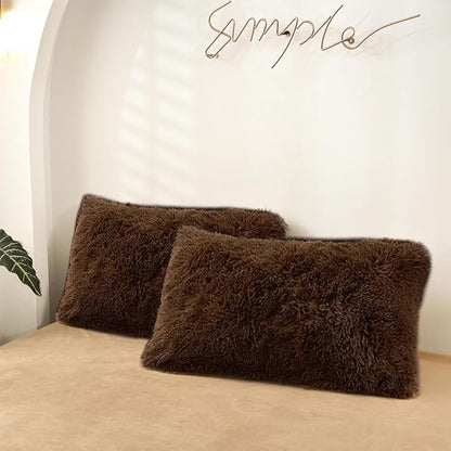MorroMorn Decorative Pillows Covers, 2 Packs Faux Fur Pillow Cases, Luxury by MorroMorn