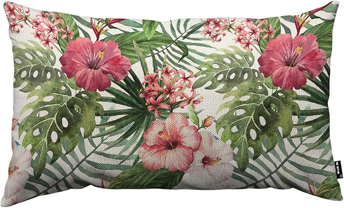 TKS MITLAN Tropical Flower Throw Pillow Case Cushion Cover Watercolor Summer by TKS+MITLAN