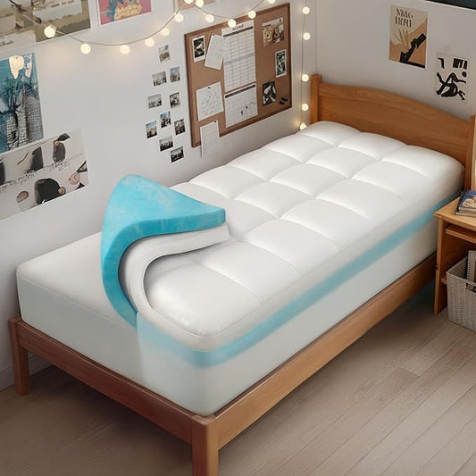 Dual Layer 4 Inch Memory Foam Twin XL Mattress Topper by Airtree