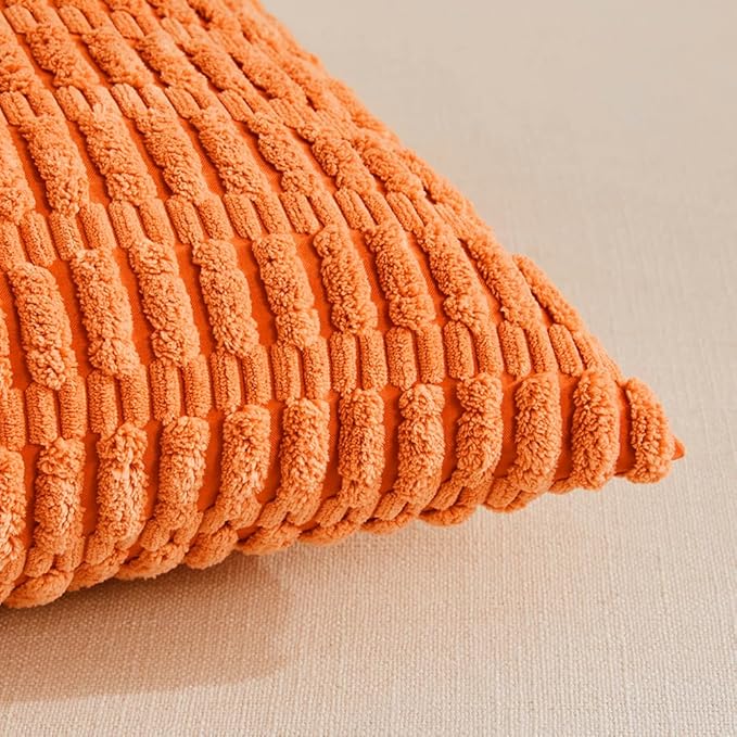 Fancy Homi 4 Packs Orange Fall Decorative Throw Pillow Covers 16x16 Inch - Image 4