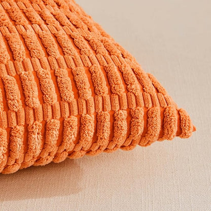 Fancy Homi 4 Packs Orange Fall Decorative Throw Pillow Covers 26x26 Inch - Image 4