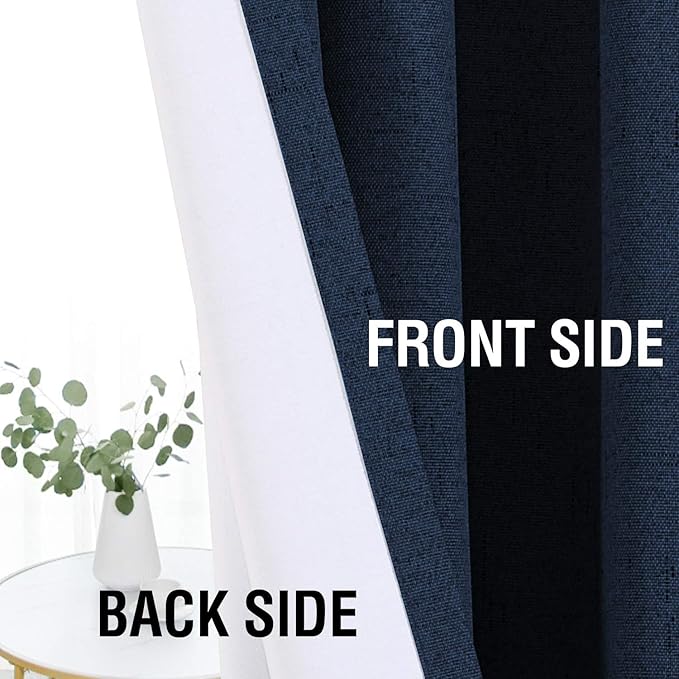 H.VERSAILTEX Linen Look 100% Blackout Curtains 45 Inches Long - Image 7
