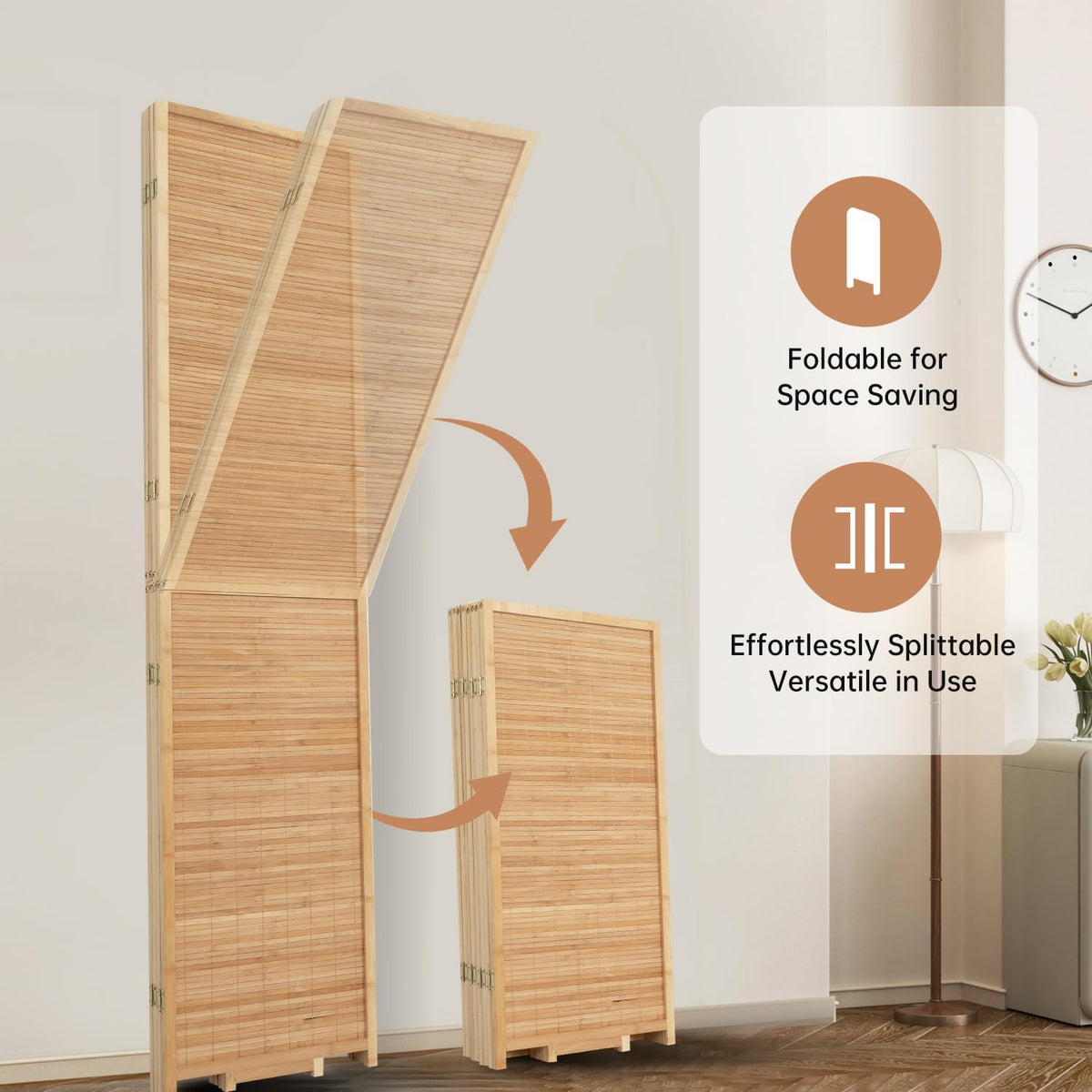 room divider folding privacy screens,hand-made natural bamboo room, side view