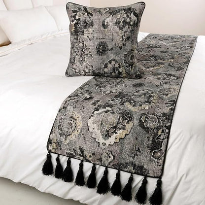The HomeCentric Luxury Black & Grey Queen 74 x 18 inch Bed Runner - Image 4