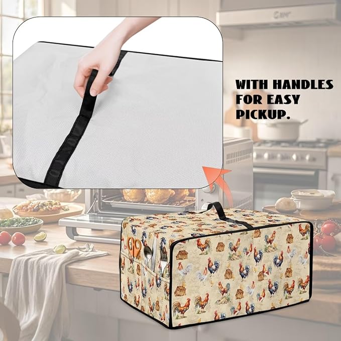 Rooster Chicken Chick Print Waterproof Toaster Oven Cover Heavy Duty Microwave - Image 5
