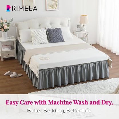 RIMELA Bed Skirt Full Size Silver Grey Bed Skirt 15 Inch Drop, Wrap Around - Image 2