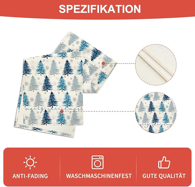 Artoid Mode Xmas Trees Snowflake Christmas Table Runner, Seasonal Winter Blue - Image 5