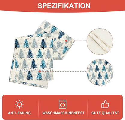 Artoid Mode Xmas Trees Snowflake Christmas Table Runner, Seasonal Winter Blue - Image 5