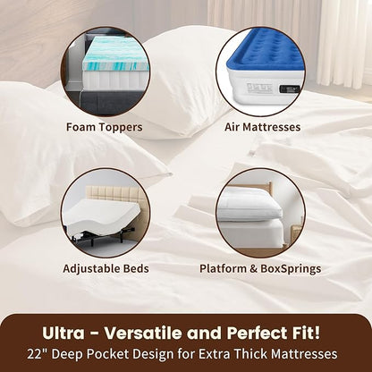 100% Linen Sheet Set King Size Extra Deep Pocket Fits 18-24 Inch Mattress - Image 3