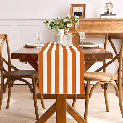 Orange and White Cabana Striped Table Runner Margarita Spritz Birthday Party - Image 4