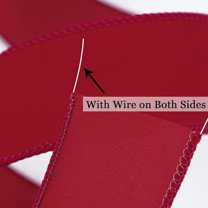 MEEDEE Red 1.5 Inch Velvet Wired Ribbon 25 Yards Dark Red Velvet Ribbons Spool - Image 3