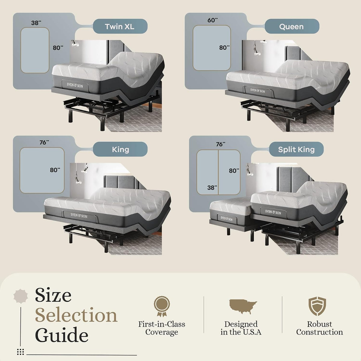 sven & son classic adjustable bed base, head on a desk or shelf