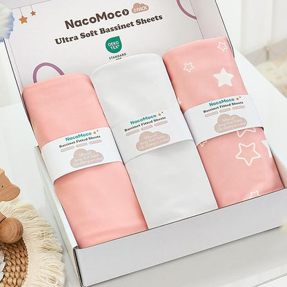 3 Pack Soft Strecthy Bassinet Sheets by NacoMoco