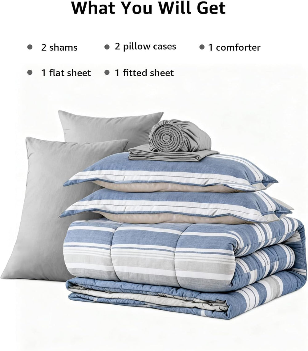 Monbix Full Size Comforter Sets - 7 Pieces Bed in a Bag Full Bedding Set