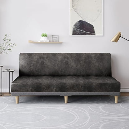 molasofa Leather Like Stretch Futon Slipcover Armless Futon Bed Sofa Cover - Image 3