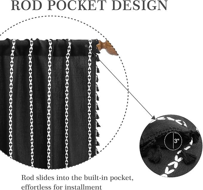 ColorBird Black Curtains Boho Drapes 84 Inches Long - Image 4