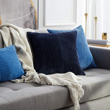 MIULEE Winter 24x24 Pillow Covers Set of 2 Soft Striped Corduroy Euro Pillow - Image 5