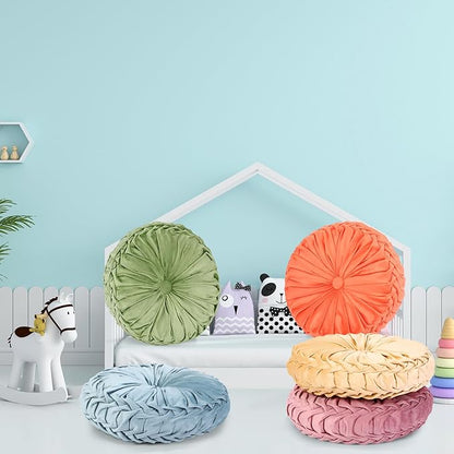 Yerliker 6 Pcs Floor Pillow Cushions 15inch Round Velvet Throw Pillows Colorful - Image 5