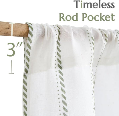 jinchan Linen Striped Kitchen Curtains Tier Cafe Curtains - Image 6