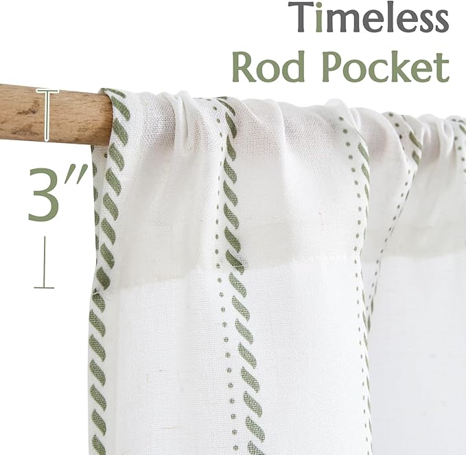 jinchan Linen Striped Kitchen Curtains Tier Cafe Curtains - Image 6