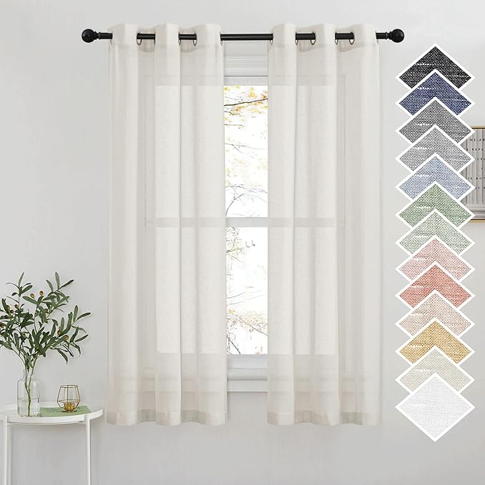 NICETOWN Small Window Curtains Semi Sheer Linen Burlap Drapes, Grommet Top by NICETOWN