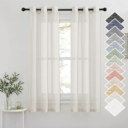 NICETOWN Small Window Curtains Semi Sheer Linen Burlap Drapes, Grommet Top by NICETOWN