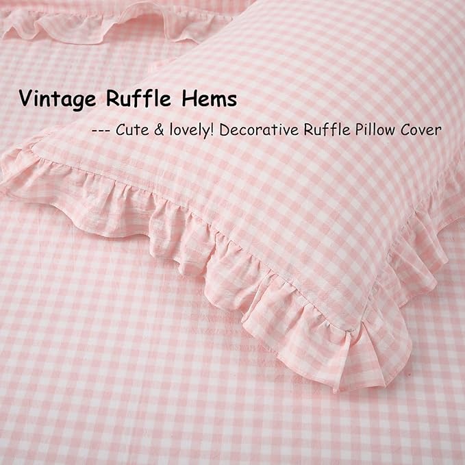 Blush White Plaid Body Pillow Cover - Image 4
