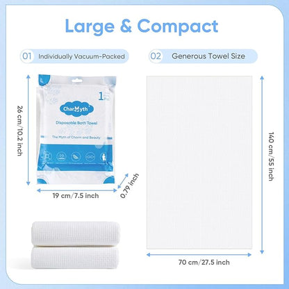 3 Pack Disposable Bath Towel 56'' x 27.5'' Disposable Body Towels - Image 2