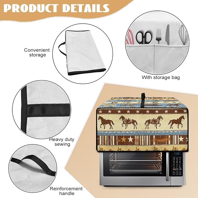 Horse Star Stipe Print Microwave Oven Dust Cover - Image 6
