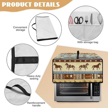 Horse Star Stipe Print Microwave Oven Dust Cover - Image 6