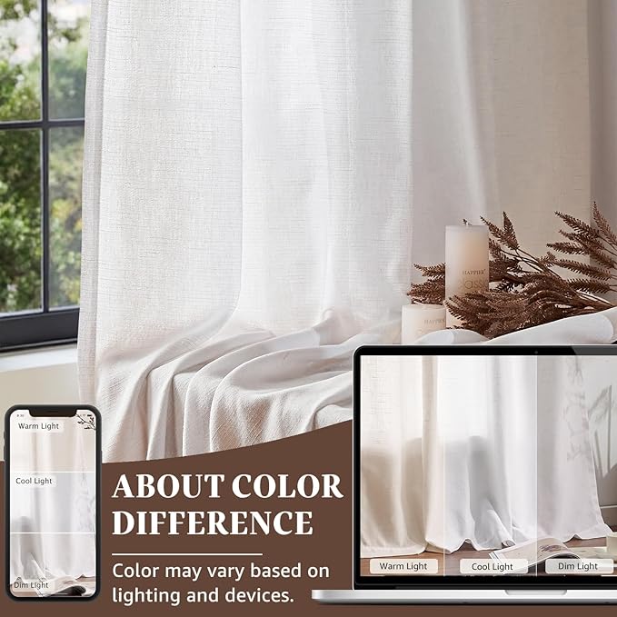jinchan Linen Blend Curtains 96 inch Length 2 Panels - Image 8