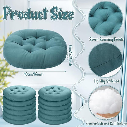 Fumete 12 Pcs Floor Pillows Cushions Seating 16 x 16 Inches Color Round Seat - Image 3