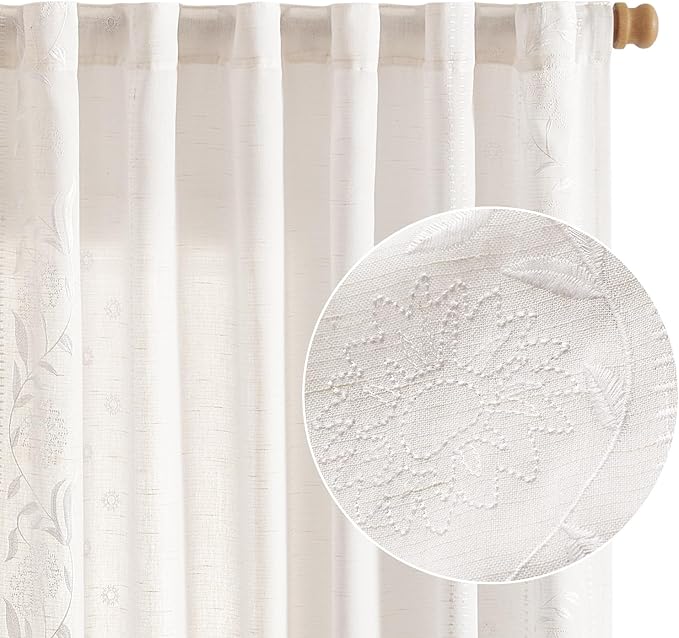 jinchan Winslow White Linen Curtains - Image 8