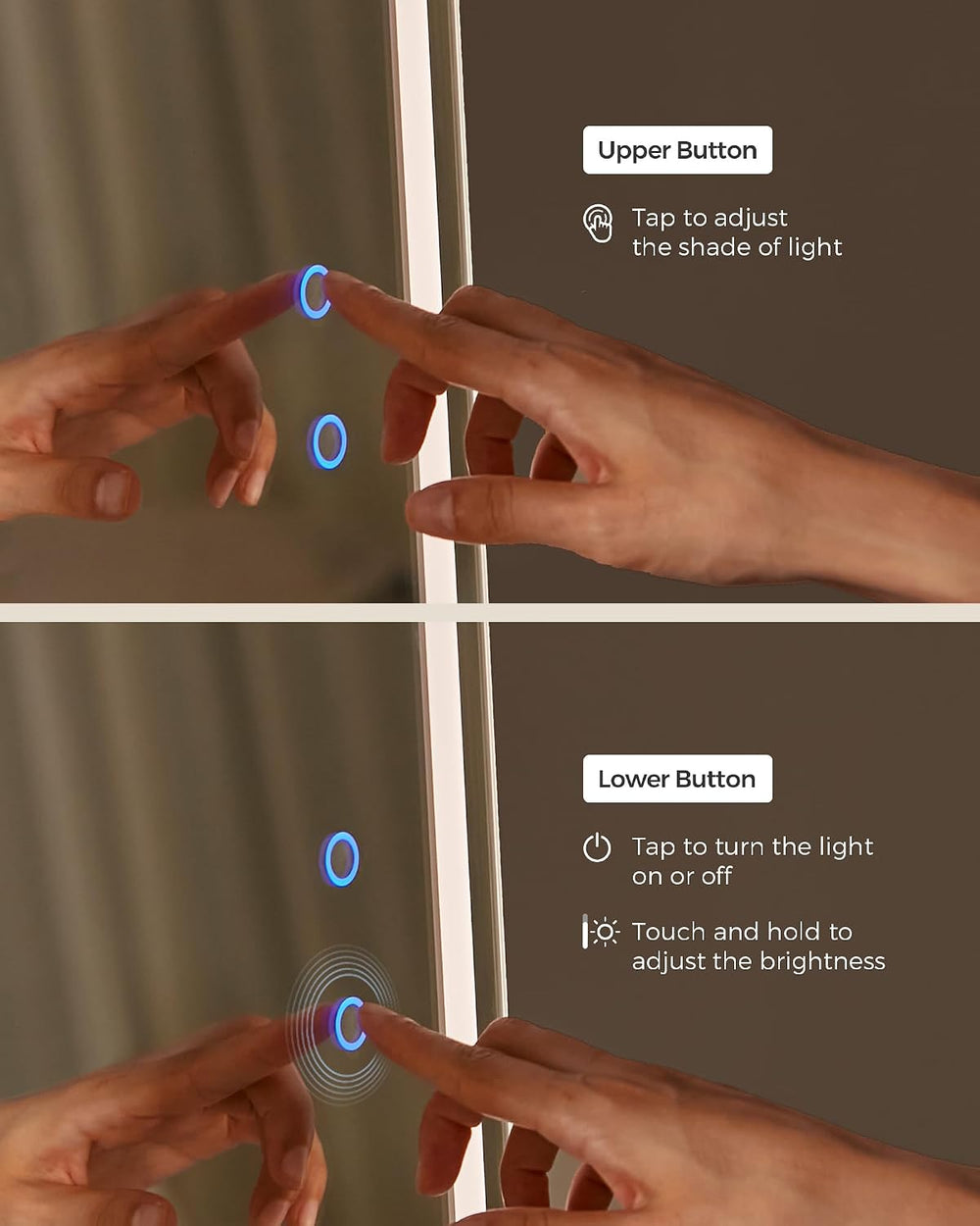 SONGMICS LED Mirror Jewelry Cabinet Standing, Adjustable Lights, Lockable
