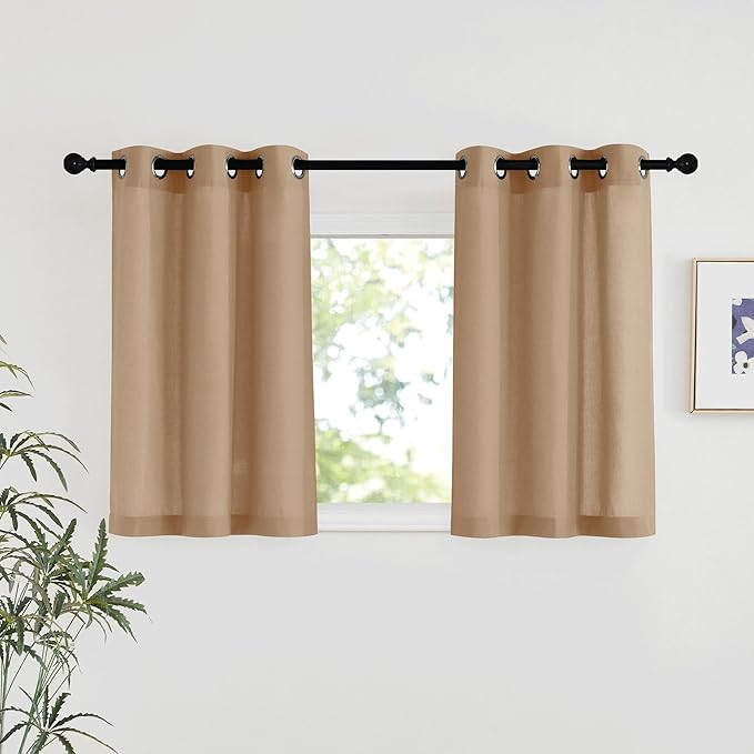 NICETOWN Camel Linen Kitchen Window Curtains Over Sink, Grommet Thick Linen by NICETOWN