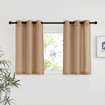 NICETOWN Camel Linen Kitchen Window Curtains Over Sink, Grommet Thick Linen by NICETOWN