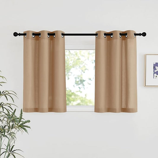 NICETOWN Camel Linen Kitchen Window Curtains Over Sink, Grommet Thick Linen by NICETOWN