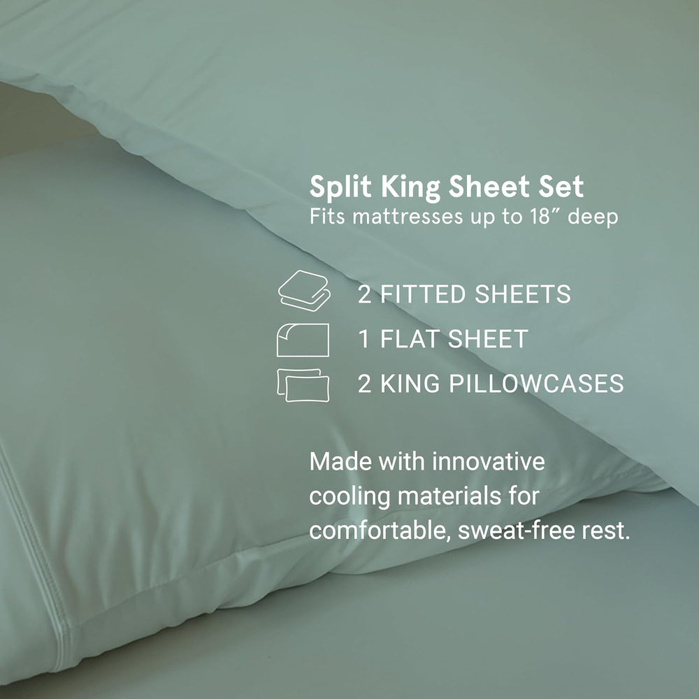 SHEEX Original Performance Cooling Sheets, Split King Bright White