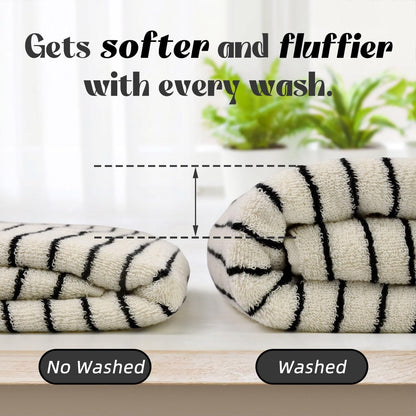 black and ivory striped bath towels set of, package contents