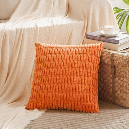 Fancy Homi 4 Packs Orange Fall Decorative Throw Pillow Covers 18x18 Inch - Image 2