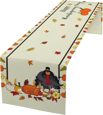 Turkey Table Runner, Fall Decor Farmhouse Table Runners, Fall Leaves Kitchen - Image 2