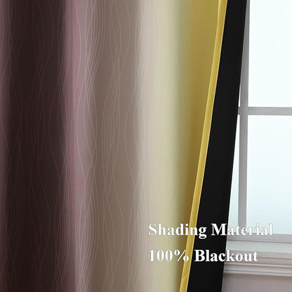 Estelar Textiler Brown and Yellow Blackout Curtains 45 Inch Length, Full Light - Image 5