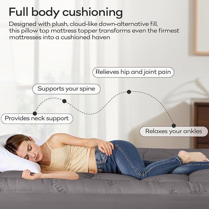 OLANLY Full Mattress Topper – Viscose Made from Bamboo, Cooling Soft Full - Image 5
