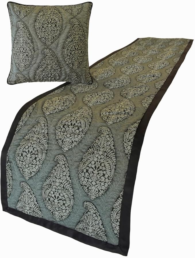 The HomeCentric King/Queen/Twin Grey Decorative Twin 53"x18" Bed Runner - Image 3