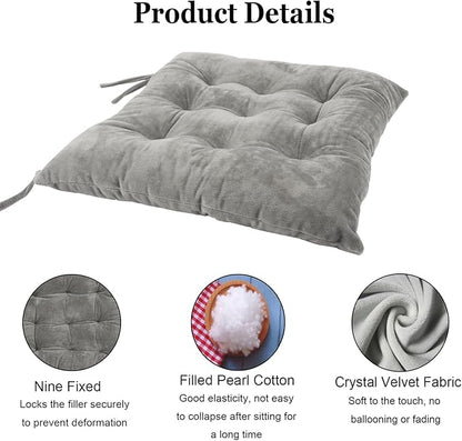 Set of 4 Square Chair Pads Indoor Seat Cushions Pillows - Image 3