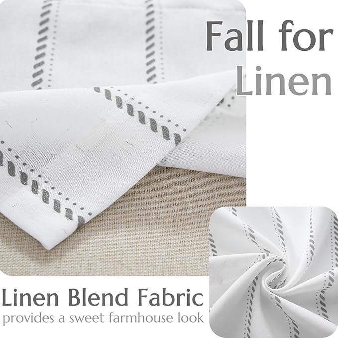 jinchan Nautical Valance Striped Linen Curtain 18 Inch Gray Farmhouse Room - Image 5